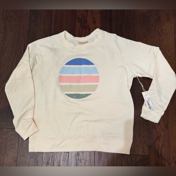 78 & Sunny Cozy & Casual Graphic Sweatshirt Size L Cream made in the USA NWT - Picture 1 of 8